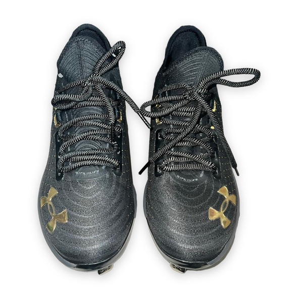 NEW Under Armour UA Harper 4 Low St Black / Gold Baseball Cleats Men’s Size 7 - Picture 5 of 9
